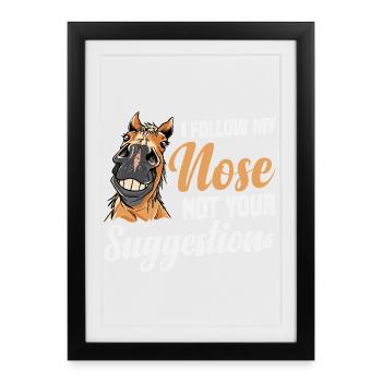 Tenue de percheron Je suis mon nez Cheval de cheval - Affiche encadrée (27 × 37 cm) - noir - Devant