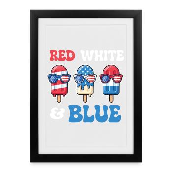 Red White Blue Patriotic Fourth July - Framed poster (27 × 37 cm) - black - Front