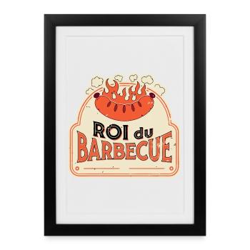 Roi du Barbecue Vintage - Affiche encadrée (27 × 37 cm) - noir - Devant