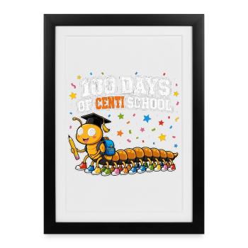 Centipede 100 Days School Hundred Legs - Framed poster (27 × 37 cm) - black - Front