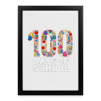 100 Days Classroom School Supplies Student Pride - Framed poster (27 × 37 cm) - black - Front
