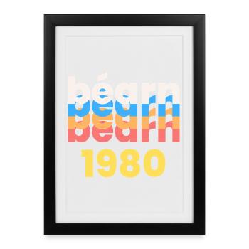 Bearn 1980 T-Shirt Cadeau Humour - Affiche encadrée (27 × 37 cm) - noir - Devant