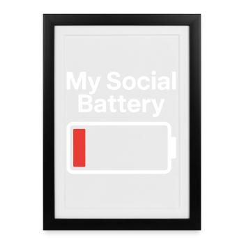 Social Battery Introvert Dead Battery Battery - Framed poster (27 × 37 cm) - black - Front