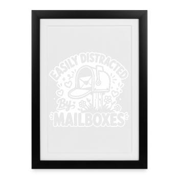 Facilement distrait par les boîtes aux lettres - Facteur - Affiche encadrée (27 × 37 cm) - noir - Devant
