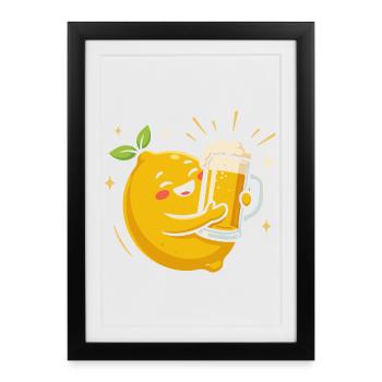 Radler Beer Funny Lemon With Beer Mug - Framed poster (27 × 37 cm) - black - Front