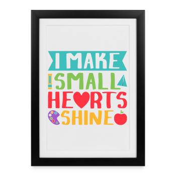 Enseignante de maternelle Small Hearts Shine Kindergarten - Affiche encadrée (27 × 37 cm) - noir - Devant