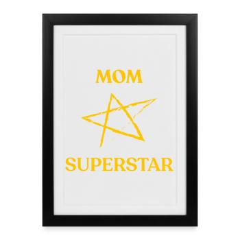 Maman SUPERSTAR - Affiche encadrée (27 × 37 cm) - noir - Devant