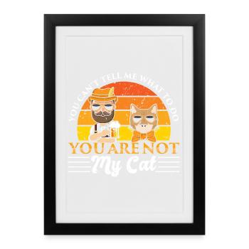 Chat Bière Papa Papa Propriétaire de chat - Affiche encadrée (27 × 37 cm) - noir - Devant