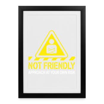 Introverti Pas Amical Solitaire Antisocial - Affiche encadrée (27 × 37 cm) - noir - Devant