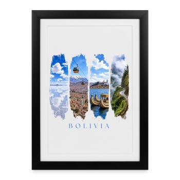 Voyages en vacances en Bolivie – Culture des Andes & Nature - Affiche encadrée (27 × 37 cm) - noir - Devant