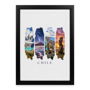 Voyage de vacances au Chili – Nature et culture en Patagonie - Affiche encadrée (27 × 37 cm) - noir - Devant