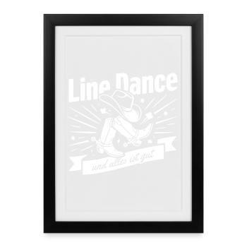 Line Dance Boots Spruch - Gerahmtes Poster (27 × 37 cm) - Schwarz - Vorne