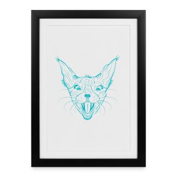 Éclat du visage de chat Sphynx néon - Affiche encadrée (27 × 37 cm) - noir - Devant