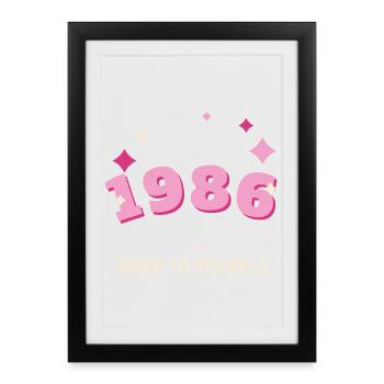 1986 Born to Sparkle Jahrgang 40. Geburtstag - Gerahmtes Poster (27 × 37 cm) - Schwarz - Vorne