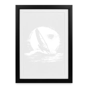 Windsurfing Sketch - Framed poster (27 × 37 cm) - black - Front