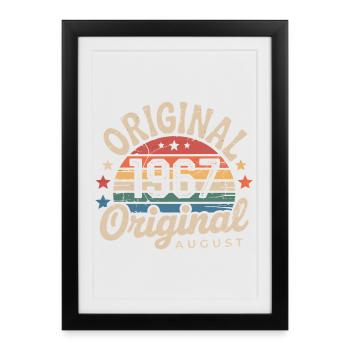 Original Août 1967 Vintage Anniversaire 1967 - Affiche encadrée (27 × 37 cm) - noir - Devant