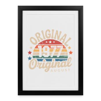 Original Août 1977 Vintage Anniversaire 1977 - Affiche encadrée (27 × 37 cm) - noir - Devant