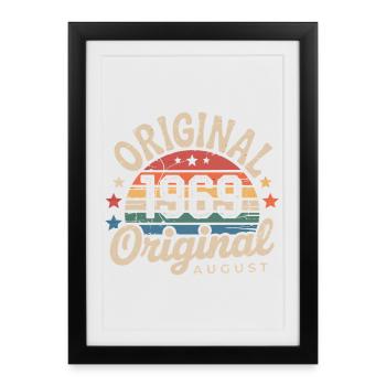 Original Août 1969 Vintage Anniversaire 1969 - Affiche encadrée (27 × 37 cm) - noir - Devant