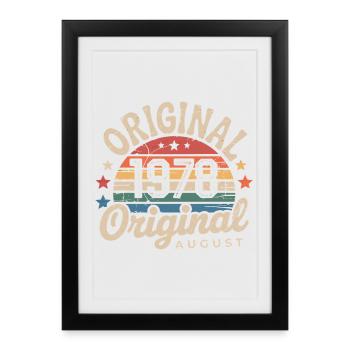 Original Août 1978 Vintage Anniversaire 1978 - Affiche encadrée (27 × 37 cm) - noir - Devant