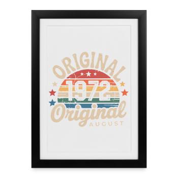 Original Août 1972 Vintage Anniversaire 1972 - Affiche encadrée (27 × 37 cm) - noir - Devant