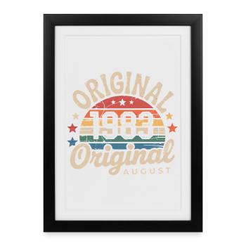 Original Août 1983 Vintage Anniversaire 1983 - Affiche encadrée (27 × 37 cm) - noir - Devant