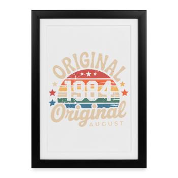 Original Août 1984 Vintage Anniversaire 1984 - Affiche encadrée (27 × 37 cm) - noir - Devant