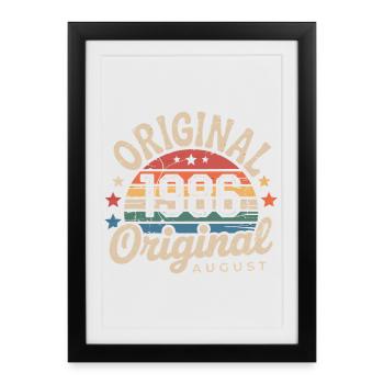 Original Août 1986 Vintage Anniversaire 1986 - Affiche encadrée (27 × 37 cm) - noir - Devant