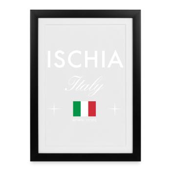 Ischia Italy Coordinates Travel Souvenir - Framed poster (27 × 37 cm) - black - Front