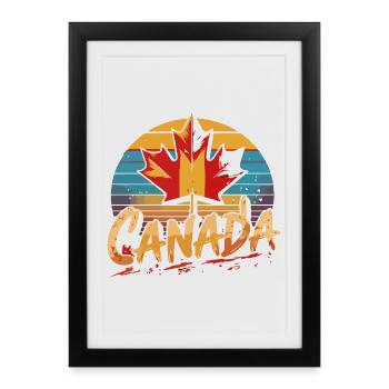 Canada Retro Maple Sunset - Framed poster (27 × 37 cm) - black - Front