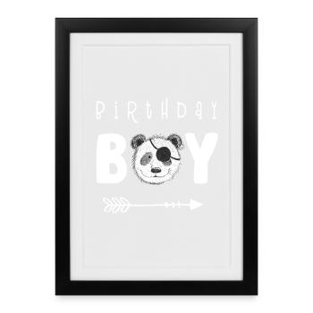 Anniversaire garçon je garçon anniversaire je panda pirate - Affiche encadrée (27 × 37 cm) - noir - Devant