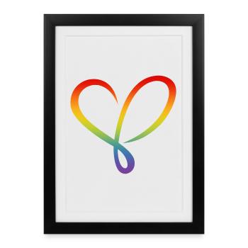 Heart LGBT rainbow love valentines flourishes - Framed poster (27 × 37 cm) - black - Front