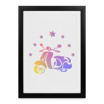 Scooter rétro - Affiche encadrée (27 × 37 cm) - noir - Devant