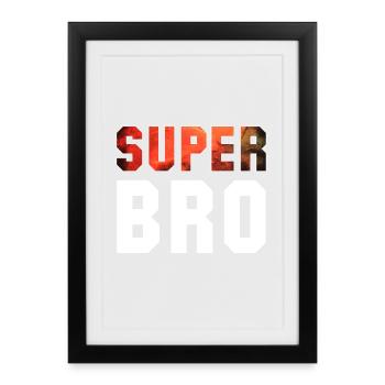 Super frère frère cadeau - Affiche encadrée (27 × 37 cm) - noir - Devant