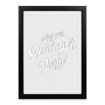 Ab zur Schlager Party Musik Konzert - Gerahmtes Poster (27 × 37 cm) - Schwarz - Vorne