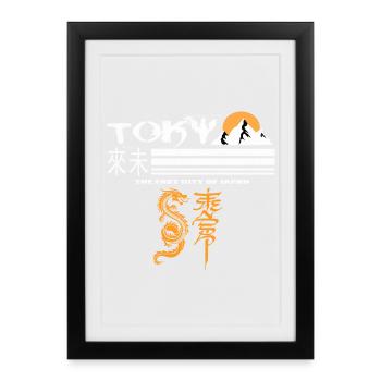 Tokyo Orange - Affiche encadrée (27 × 37 cm) - noir - Devant