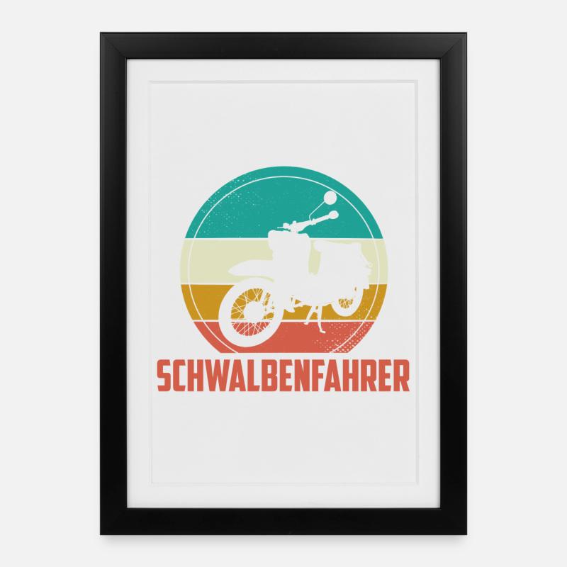 Schwalbe Moped Mofa DDR Schwalbenfahrer Geschenk - Gerahmtes Poster (27 × 37 cm) - Schwarz