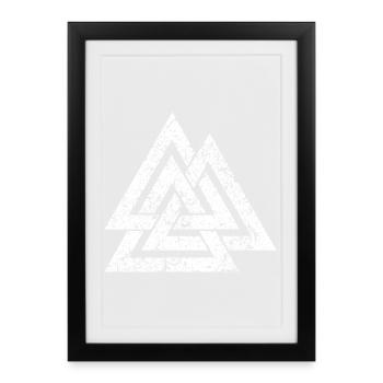Valknut Symbol - Vikings Celts Germanic Peoples - Viking - Framed poster (27 × 37 cm) - black - Front