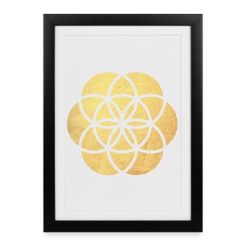 Fleur de Yoga d’Or od Life Fleur de Vie namaste - Affiche encadrée (27 × 37 cm) - noir - Devant