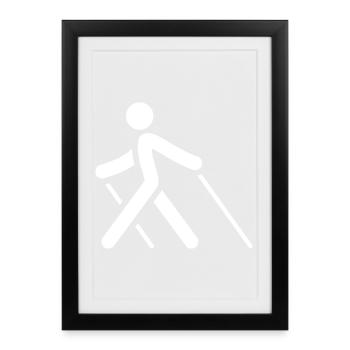 Marche à la perche - Affiche encadrée (27 × 37 cm) - noir - Devant