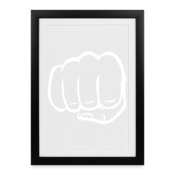 Poing poing poing fist bump cool logo icône - Affiche encadrée (27 × 37 cm) - noir - Devant