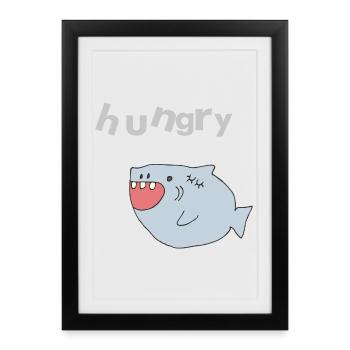 shark hungry - Framed poster (27 × 37 cm) - black - Front