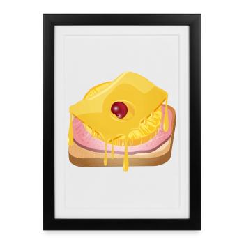 Pineapple,cheese,ham and toast bread -Toast Hawaii - Framed poster (27 × 37 cm) - black - Front