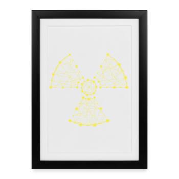 Logo Trèfle radioactif Manip radio Radiologie - Affiche encadrée (27 × 37 cm) - noir - Devant