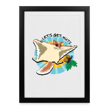 Flying Squirrel - Let's Get Nuts - Framed poster (27 × 37 cm) - black - Front