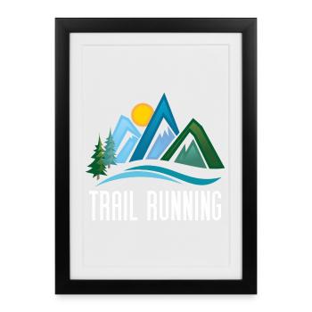 Trail Running - Affiche encadrée (27 × 37 cm) - noir - Devant