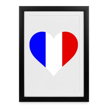 Couleurs nationales de Heart France - Affiche encadrée (27 × 37 cm) - noir - Devant