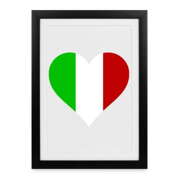 Herz Italien - I love Italy - Gerahmtes Poster (27 × 37 cm) - Schwarz - Vorne