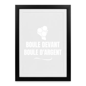 pétanque, fan de pétanque, bouliste - Affiche encadrée (27 × 37 cm) - noir - Devant