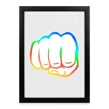 Poing serré coloré poing bosse cool symbole de logo cool - Affiche encadrée (27 × 37 cm) - noir - Devant