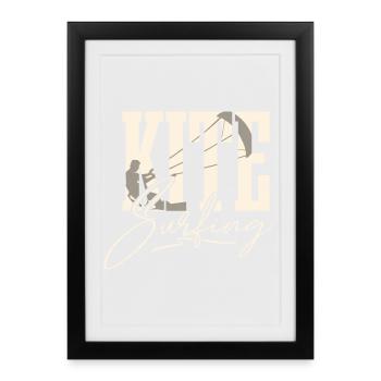 Kitesurfen Kitesurfer Kiteboard Kitesurf - Affiche encadrée (27 × 37 cm) - noir - Devant